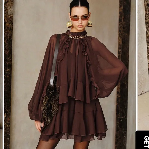 Commense Chocolate Long Sleeve Dress - Picture 1 of 4